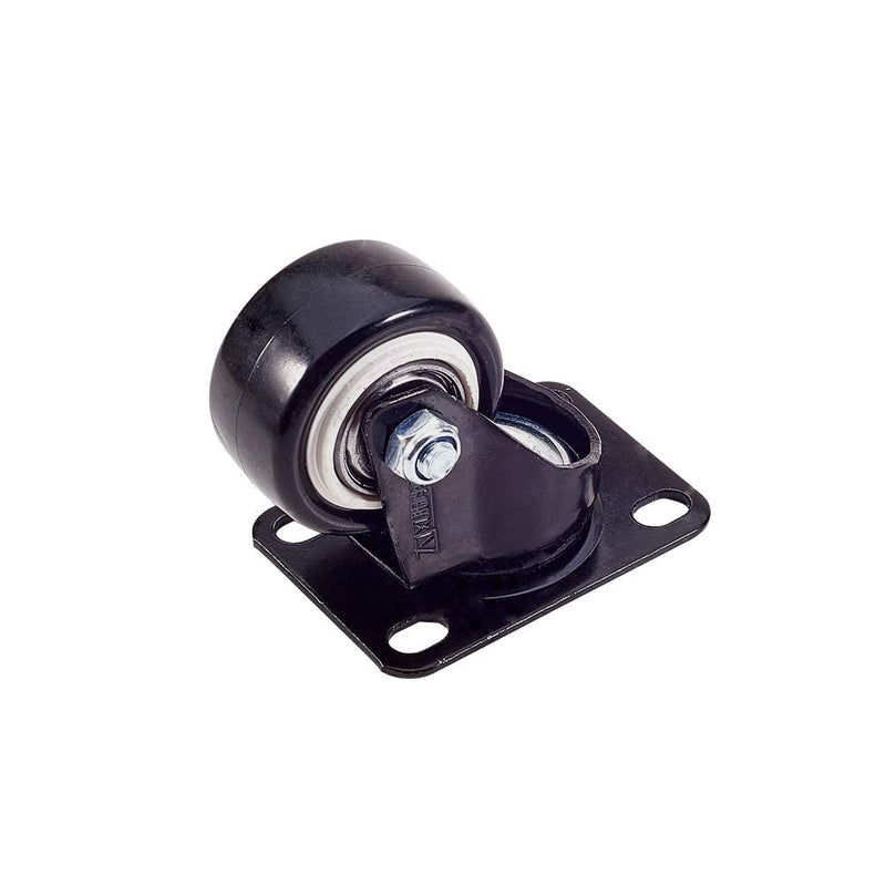 MroMax 1.5 Inch Swivel Caster Wheels PU 360 Degree Top Plate Mounted Caster Wheel 110lb Capacity Black Tone 1pcs
