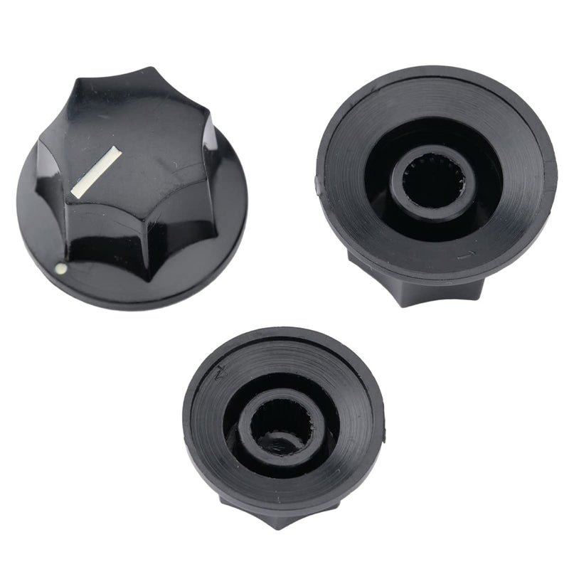 Musiclily Pro Metric Size 18 Splines Jazz Bass Knobs for Asia Import Bass Split Shaft Pots, Black(Set of 3)