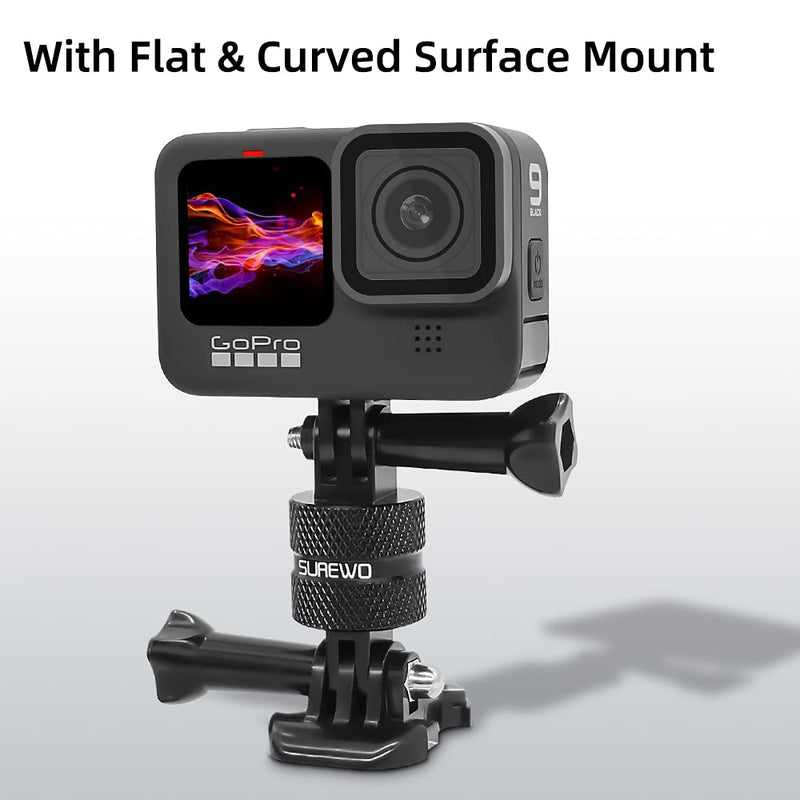 Aluminum 360 Degree Rotation Camera Mount, Metal Bracket Adapter Compatible with GoPro Hero 10/9/8/7/(2018)/6/5 Black, DJI, Sony, Xiaomi yi and Other Action Cameras Two-legged Adapter Mount