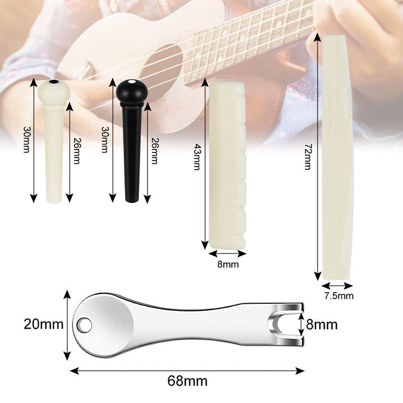 BUENTYA 15 Pcs Guitar Bridge Pins Set, Acoustic Guitar Bridge Pins Pegs Bridge Pin Puller Remover with 12 Pcs Guitar Bridge Pins 1Pcs Guitar Pins Puller 1 Pcs Upper Nut and 1 Pcs Bottom Saddle