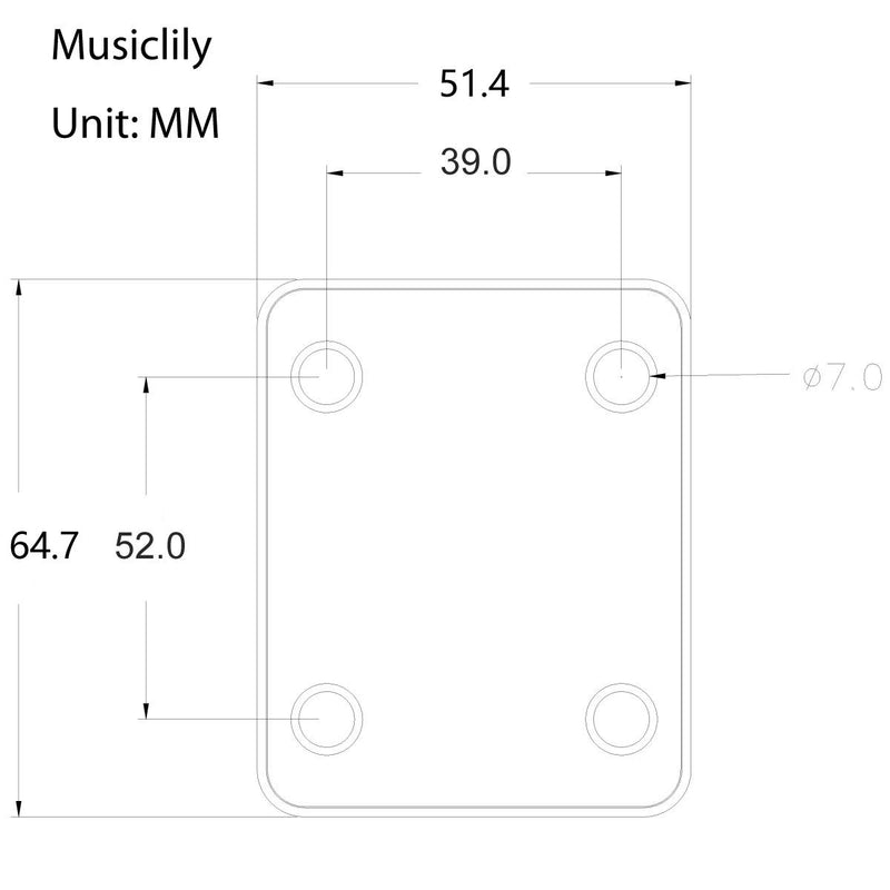 Musiclily Metal Neck Mounting Plate for Fender Guitar or Bass,Black Black