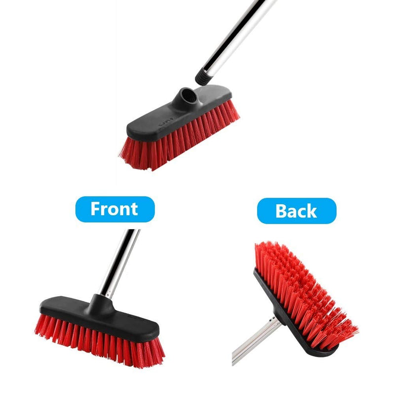 GeeRo Deck Scrub Brush with Long Handle - 54" Floor Scrub Brush, Adjustable Long Handled Shower Cleaning Brush Garage Floor Scrub Brush for Cleaning Bathroom, Garage, Patio, Kitchen, Tile and Tub 54"