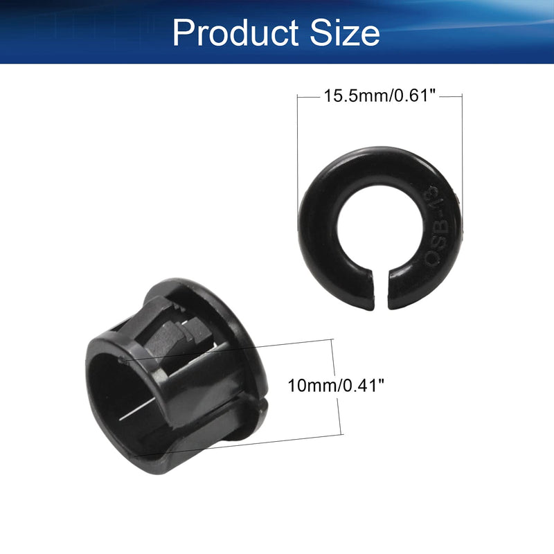 Bettomshin 200Pcs Black Snap Bushing 13mm/0.51" Mounting Dia Nylon Snap in Cable Hose Bushing Grommet Protectors OSB-13 for Cable Snap Bushing Insulated Protection