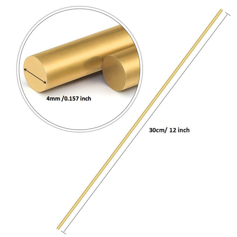 Comonc 6mm Brass Round Rod Brass Stock bar Brass Rod 6mm /0.236 Inch in Diameter 12 Inch in Length,3PCS