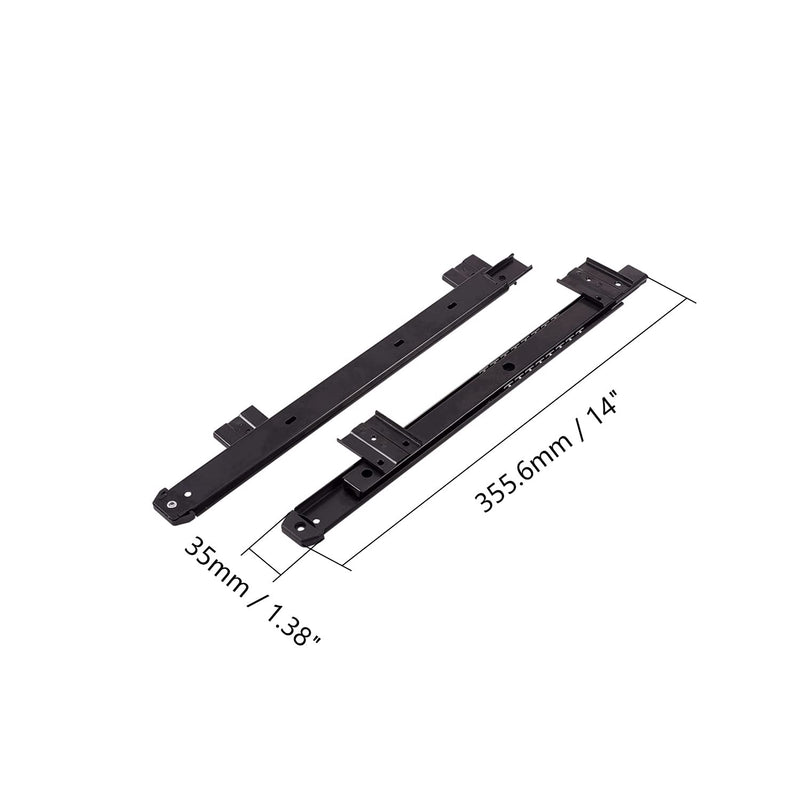 Juvielich 14" Drawer Slides, Side Mount 2 Fold Ball Drawer Slides, Solf Self Closing Drawer Rails, 100-LBS Weight Capacity Black 1 Pair