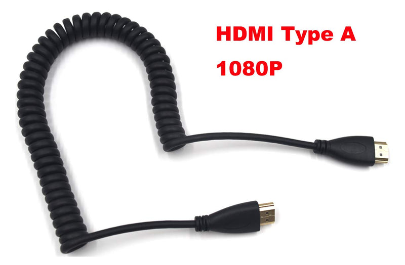 Kework 2 Meter Coiled HDMI Cable, 1080P Standard HDMI Male to Standard HDMI Male Coiled Spring Cord, Gold Plated Ends (HDMI M/M) HDMI M/M