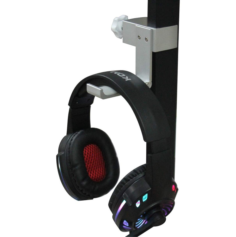 Foldable Clamp On Under Desk Headsets Holder, Fit for Large DJ Headphones Headband Width up to 2.5”, Hook-Like Ending Prevent Accidently Dropping