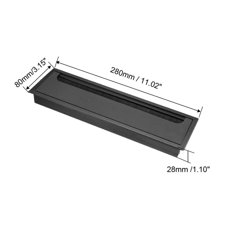 uxcell Cable Hole Cover, 269mm x 68mm Aluminum Alloy Desk Grommet for Wire Organizer Black