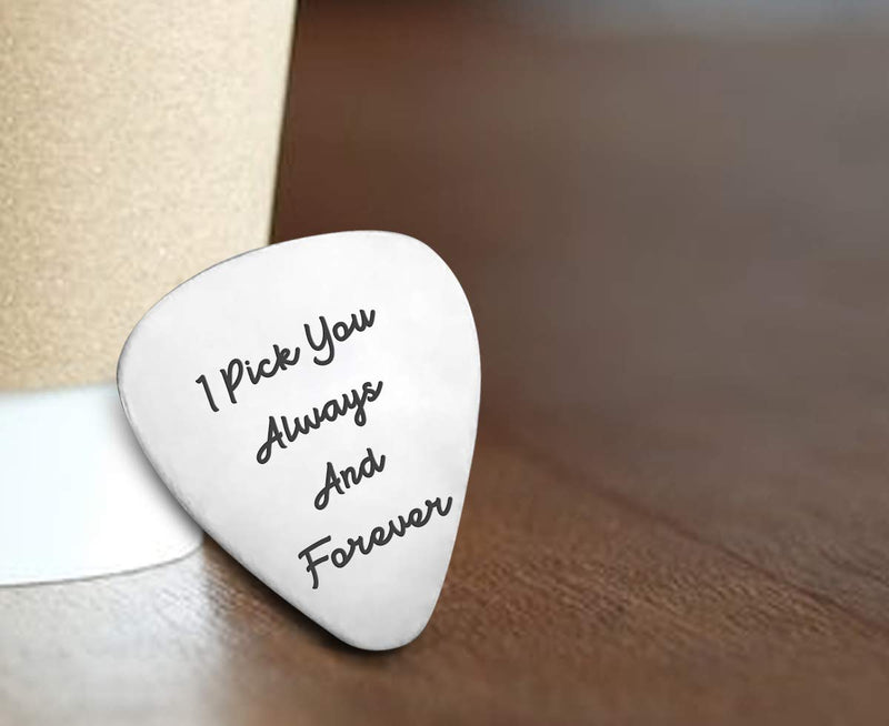 I pick you always and forever guitar pick,Valentine's day gift | Anniversary gift for husband anniversary musical gift| Boyfriend musician gift | Birthday Gift for guitarist Wedding Christmas gifts