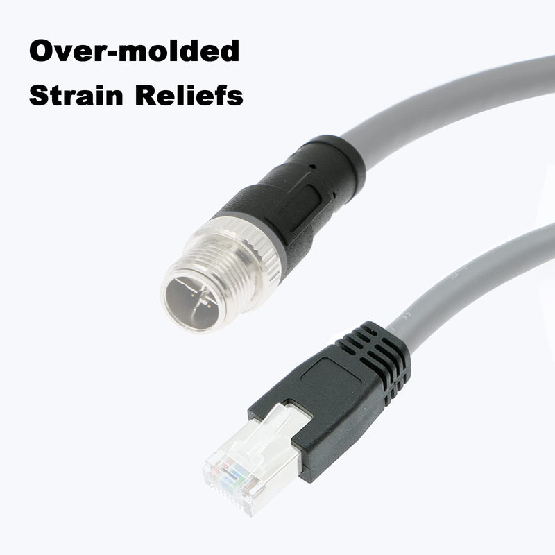 [AUSTRALIA] - Alvin's Cables Ethernet Cable in-Sight 8200 and 8400 Series CCB-84901-2001-02 M12 X-Coded to RJ45 Industrial Camera Shielded Cord IP67 Waterproof 6.5ft/2M Black 