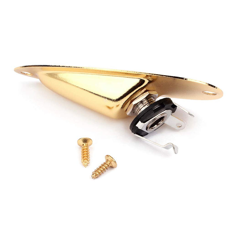 Alnicov Boat Input Output Jack Plate Socket with Screws for Fender Strat Guitar Gold