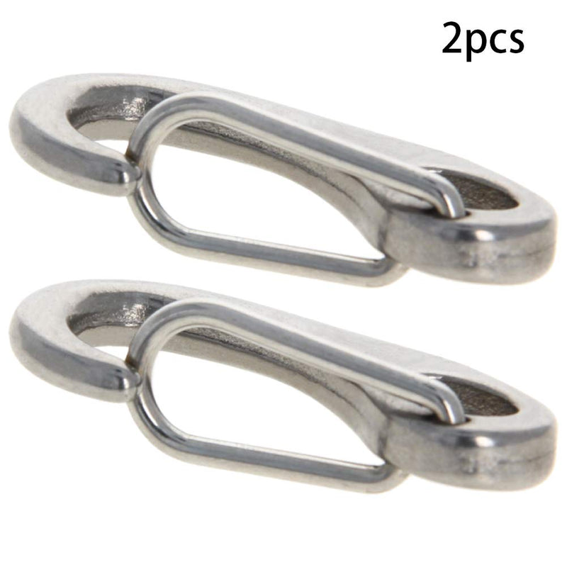 MroMax Carabiner Snap Hook, 304 Stainless Steel Spring Gate Snap Hook Clip 40mm/1.57" Length Marine Grade Lobster Claw, 2pcs
