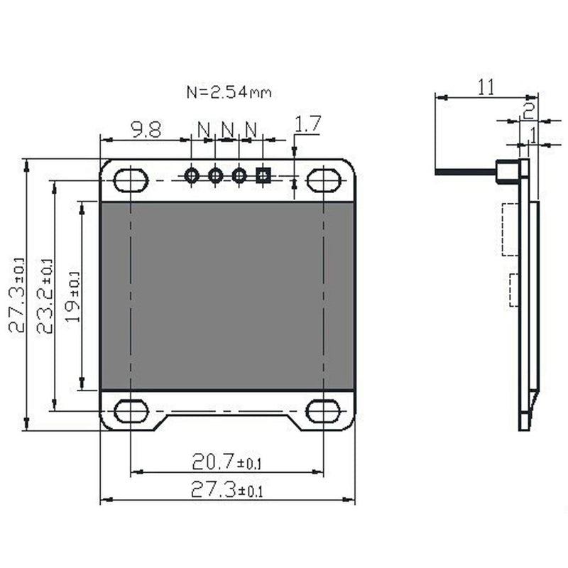 0.96 OLED Display Module, FBHDZVV 128 x 64 Pixel IIC 12864 OLED White I2C 0.96inch OLED Display IIC Serial with SSD1306 Chip Compatible with Arduino UNO Raspberry Pi