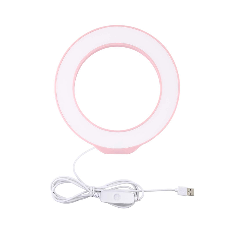 Mini Selfie LED Ring Light, PULUZ 4.7 inch 12cm USB White Light LED Ring Vlogging Photography Video Lights for Self Broadcasting/Remote Working/YouTube/TikTok Video/Live Streaming (Pink) Pink