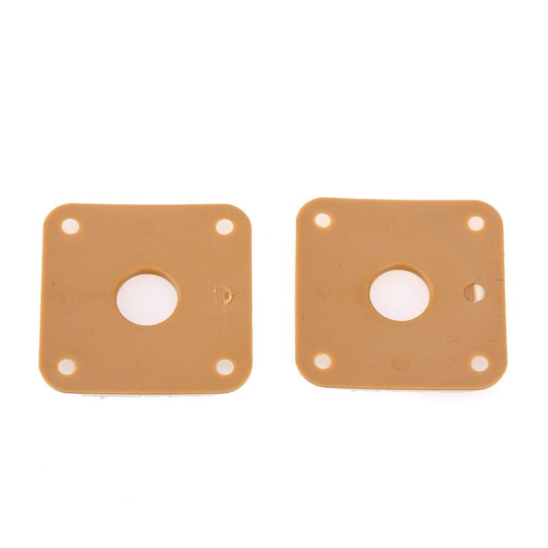 Musiclily Pro Plastic Curved Jack Plate Square Jackplates Compatible with USA Les Paul Epiphone Les Paul Guitar, Brown Cream(Set of 2)