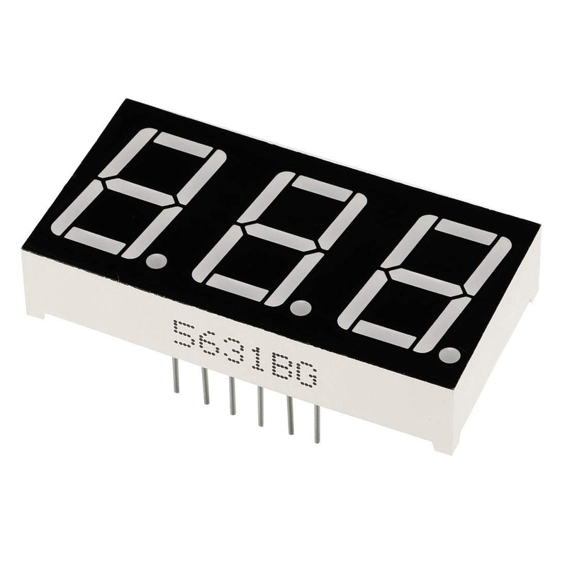 uxcell Common Anode 12 Pin 3 Bit 7 Segment 1.48 x 0.75 x 0.31 Inch 0.55" Kelly LED Display Digital Tube 5pcs