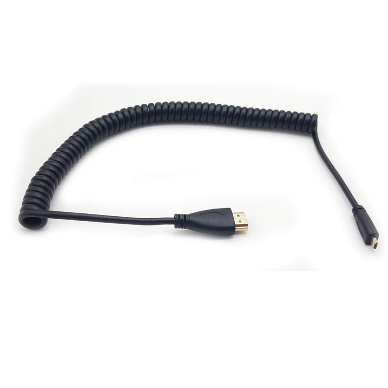Seadream 4k Coiled Micro HDMI Cable;Coiled Micro HDMI to Full HDMI Male to Male Cable - Stretched Length 50cm to 1.8m - Supports Ethernet, 3D 4K 1080P 1.8M Straight