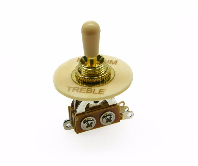 Dopro LP Guitar 3 Way Toggle Switch Gold with Cream Tip and RHYTHM TREBLE Plate for Les Paul