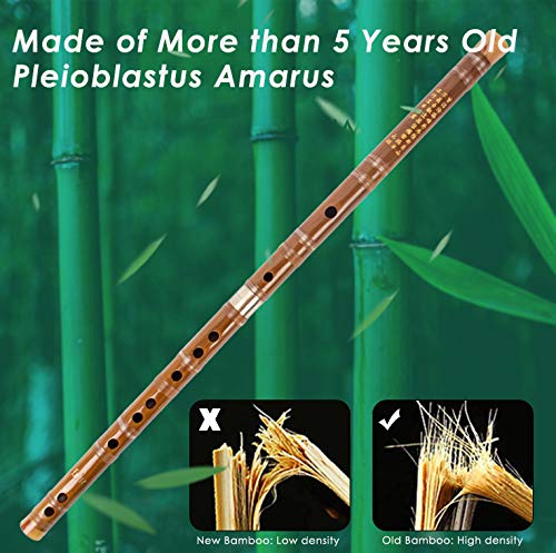 Traditional Handmade Chinese Musical Instrument Vintage Bamboo Flute Dizi (D key) D key