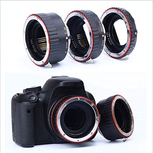 Auto Focus Macro Extension Tube Set, Tosuny Metal Auto Focusing Macro Extension Lens Adapter Tube Rings Set Suitable for Canon EOS EF Mount