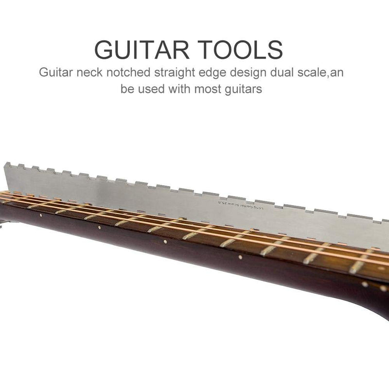 Fafeims Electric Guitar Neck Notched Ruler Fret Distance Ruler Guitar Measuring Repairing Tool