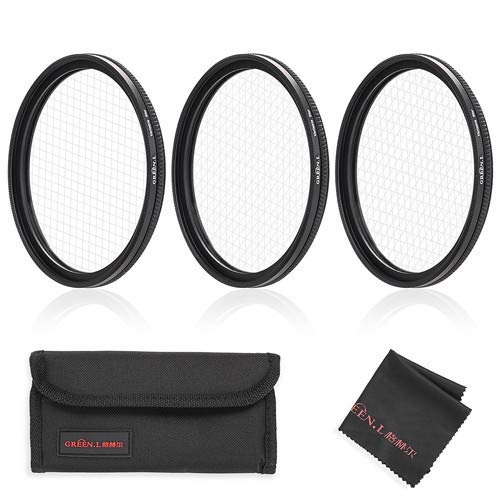 77mm Star Filter,GREEN.L 2rd Generation Slim Variable Starburst Filter(4 Points,6 Points,8 Points) with Cleaning Cloth + 4 Slot Filter Pouch 77mm