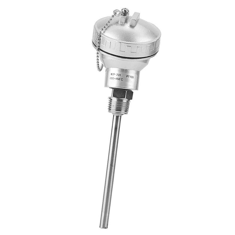 High Efficiency RTD PT100 Temperature Sensor Probe 1/2" NPT Thread Thermocouple Terminal Head for Temperature Controllers Industrial(Protection Tube 100mm)