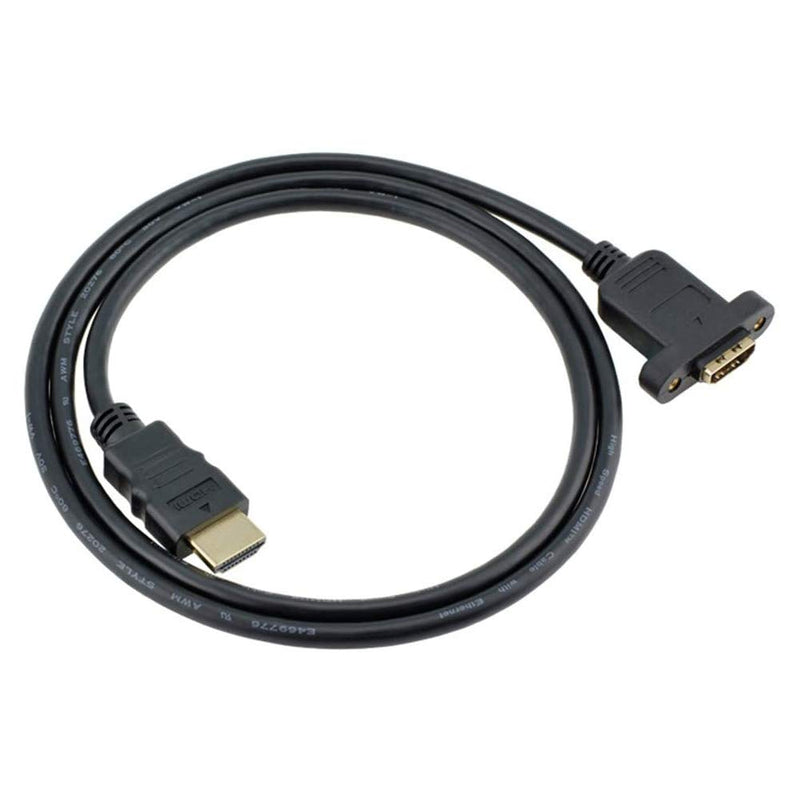 [AUSTRALIA] - Bluwee HDMI Extension Cable High Speed HDMI Male to Female Extension Wire Cord HDMI Extender w/Screw Nut for Panel Mount - Gold Plated Plugs, Black (1FT) 1FT 