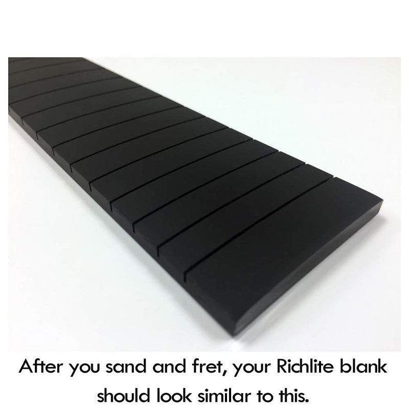 Fretboard Blank, Unslotted and Unradiused Richlite Guitar Fingerboard for Musical Instrument Restorations and New Productions (Black Diamond)