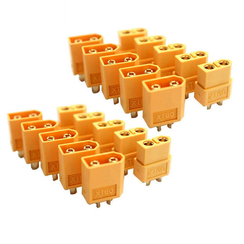 10 Pairs WST XT60 XT-60 Connector Bullet Connectors Power Plugs for RC LiPo Battery Male and Female + (Free) 14 Gauge Silicone Wire and Heat Shrink Tubing
