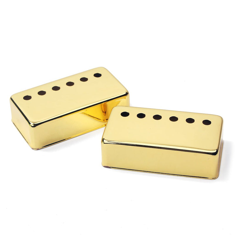 Alnicov Set Of 2 Humbucker Guitar Pickup Covers Brass Pickup Covers 50MM/52MM Pole Spacing Fits For Gibson Les Paul Guitar,Gold