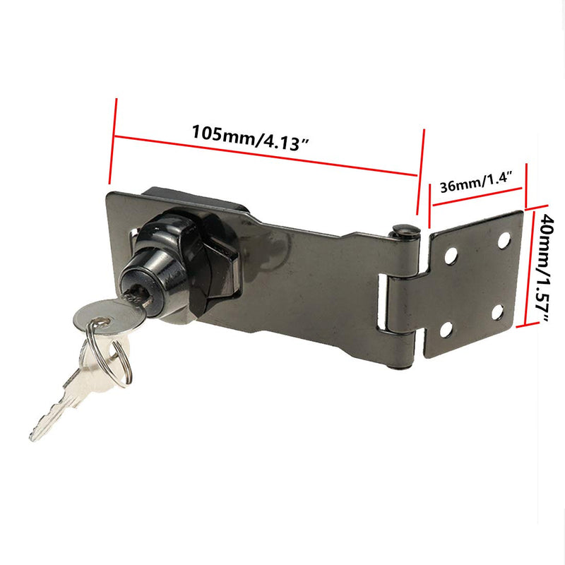 Rannb Key Hasp Lock Bright Dark Grey Twist Knob Keyed Locking Hasp 4 Inch Length Black