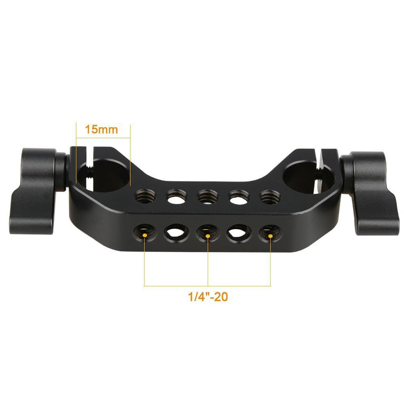 CAMVATE 15mm Rod Clamp with 1/4"-20 Thread for DLSR Camera Rig Cage Baseplate (2 PCS)