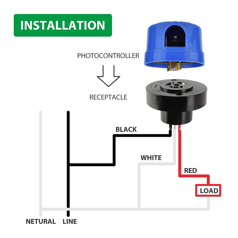 HGG 3Pcs Photocell Light Sensor,Locking Style Photo Sensor Receptacle,Photo Control Base Light Sensor Switch for Street Garden Outdoor Light 3 Pcs