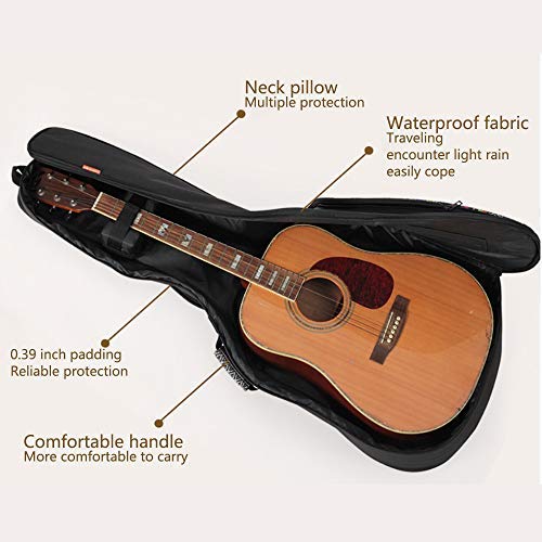 ZTZ Bohemian Acoustic Guitar Case 0.39in Waterproof Thick Sponge Padded With Neck Protector Pillow Pad For 40 41 Inches Acoustic Classical Guitar (Bohemia Rose red) Bohemia Rose red