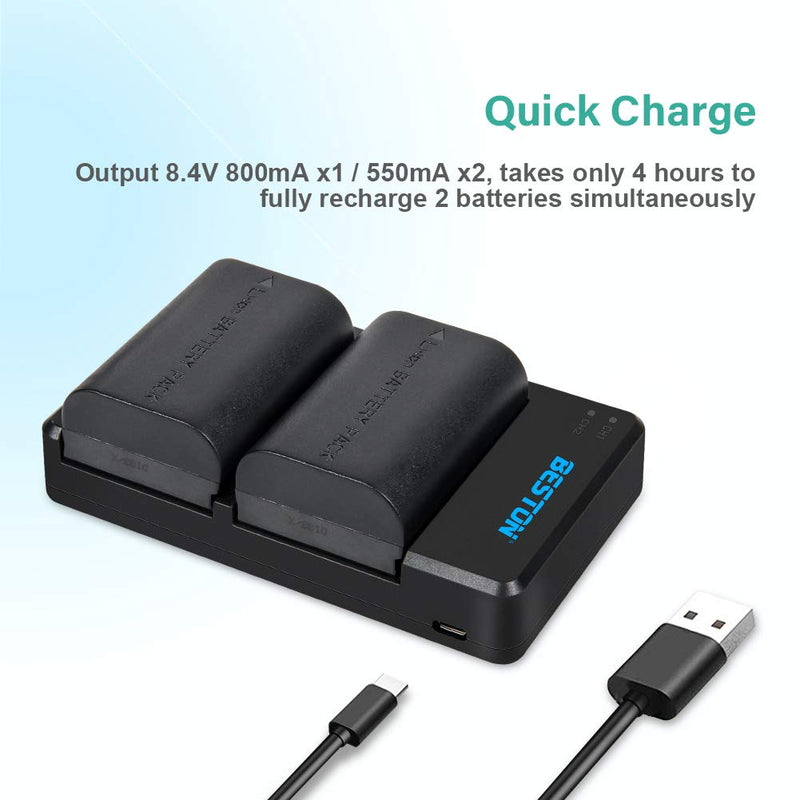 [AUSTRALIA] - BESTON 2-Pack LP-E6 LP-E6N Battery Pack and Rapid USB Charger for Canon EOS R R5 R6, 6D 7D 60D 70D 80D 90D, 5D Mark II III IV, 6D Mark II, 7D Mark II, 5DS R, XC10 XC15 Cameras 