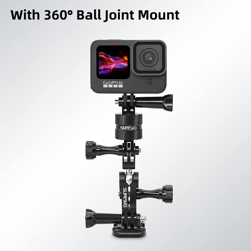 Aluminum 360 Degree Rotation Camera Mount, Metal Bracket Adapter Compatible with GoPro Hero 10/9/8/7/(2018)/6/5 Black, DJI, Sony, Xiaomi yi and Other Action Cameras Two-legged Adapter Mount
