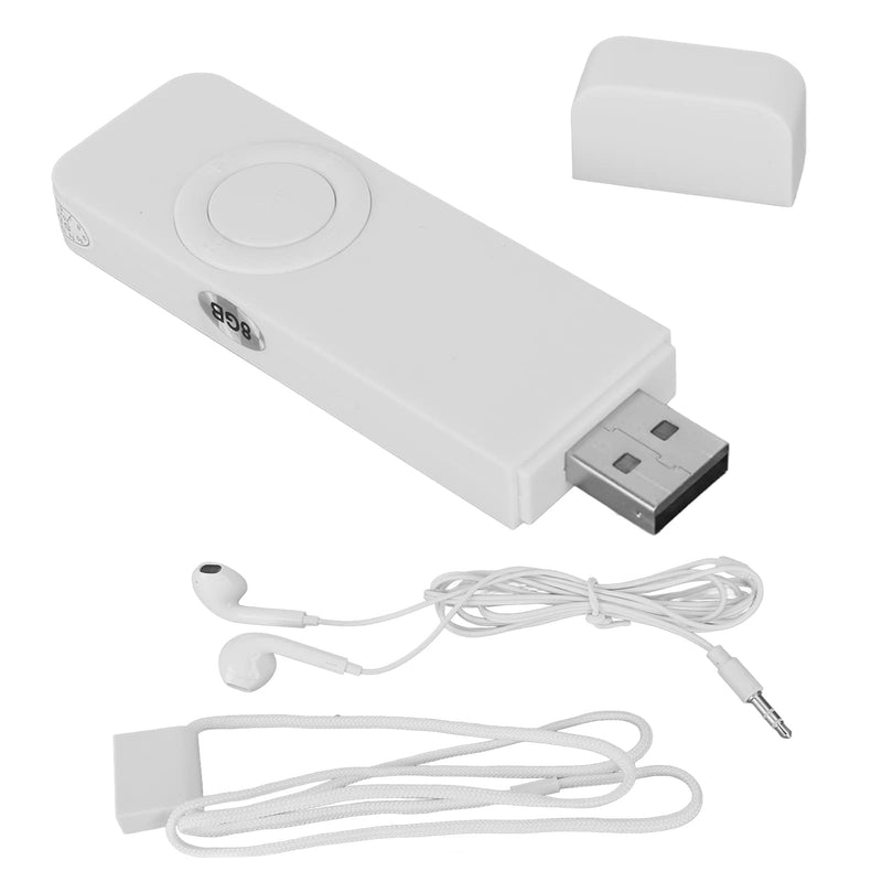 MP3 Player, 8GB Memory Portable MP3 Player 180mah Battery Lightweight USB Flash Drive HiFi Lossless Sound Support Up to 64GB for Students (White) Random,White