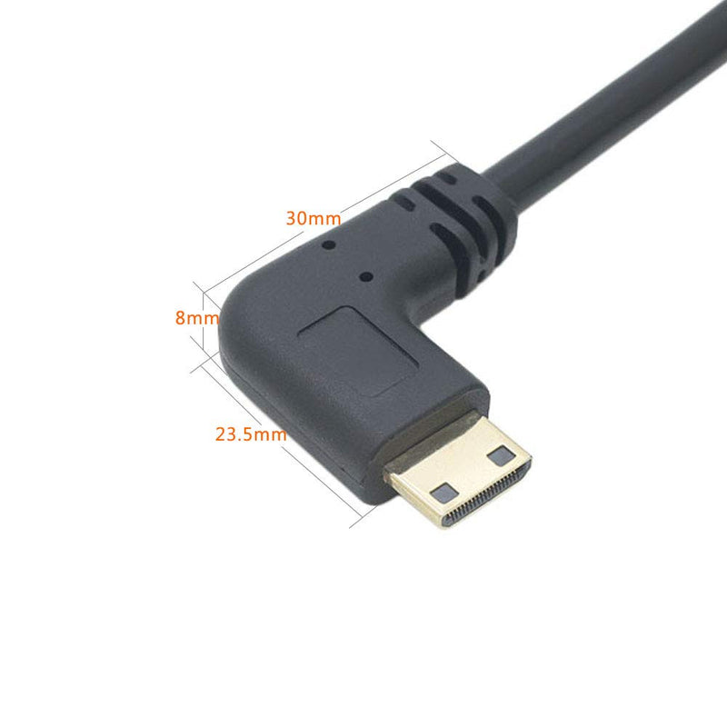 15CM High Speed 90 Degree Mini HDMI Right-Toward Male to HDMI Female Cable Adapter Connector Support 1080P Full HD, 3D (0.15m, Left Angle) 0.15m
