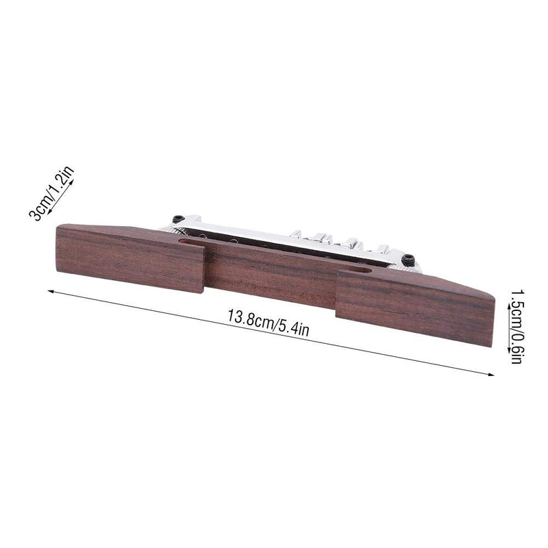 6 String Guitar Bridge Adjustable Archtop Bridge Rosewood Base Bridge with Copper-zinc Alloy Roller for LP SG Jazz Guitar Silver