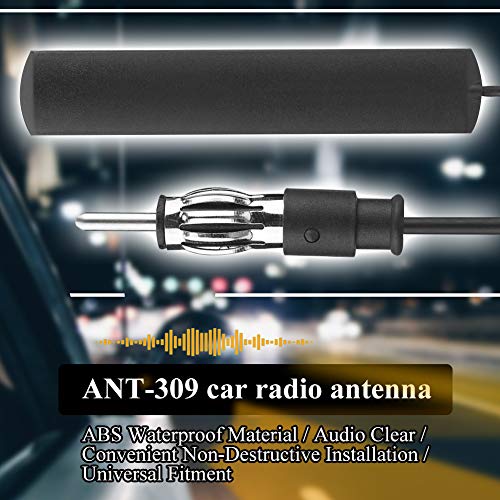 Car Radio Antenna, Kennso Universal Car FM AM Antenna Amplifier Black ANT-309 Car Radio Antenna Patch Aerial Windscreen Mount 85-112MHZ 5M Cable