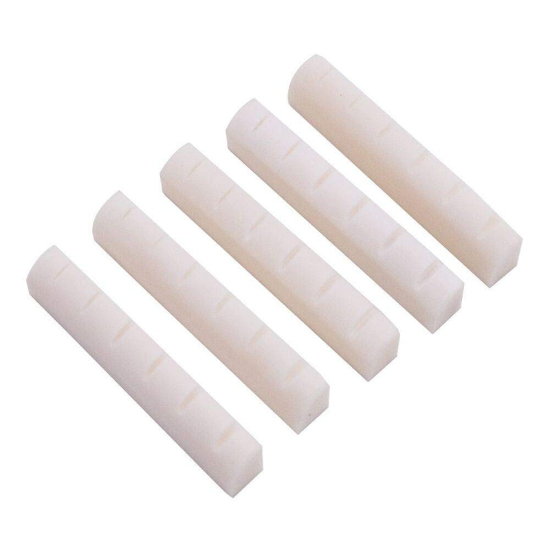 Alnicov Bone Guitar String Bridge Nut Real Buffalo Bone Grooves for 6 String Acoustic Guitar 43x6x9mm (Pack of 5)