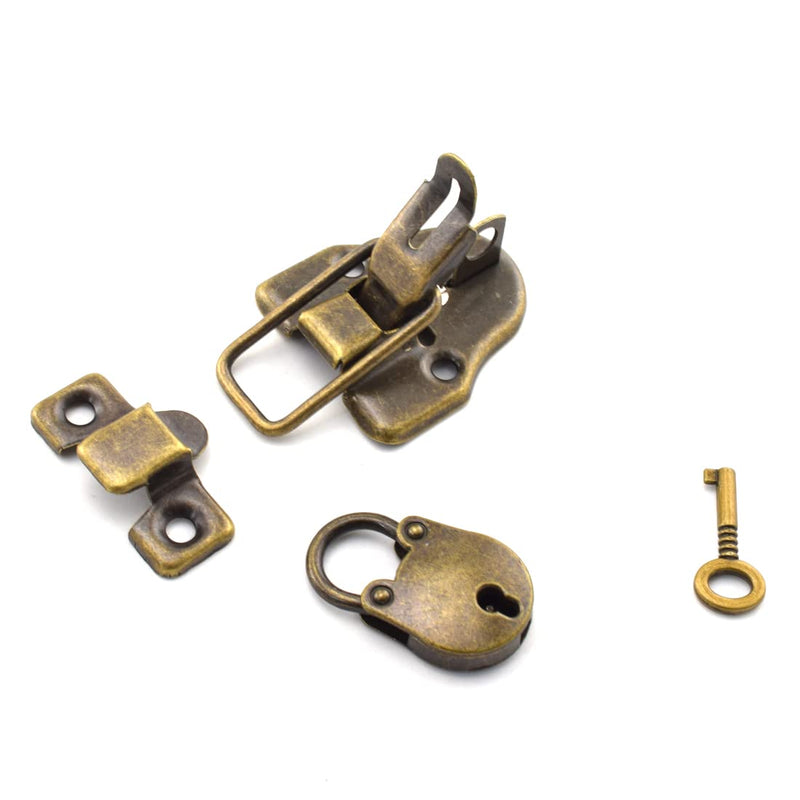 Retro Bronze Duckbilled Toggle Hasp Latch and Padlock Kits for Tool Box, Jewelry Box, Wooden Box, Gift Box, etc