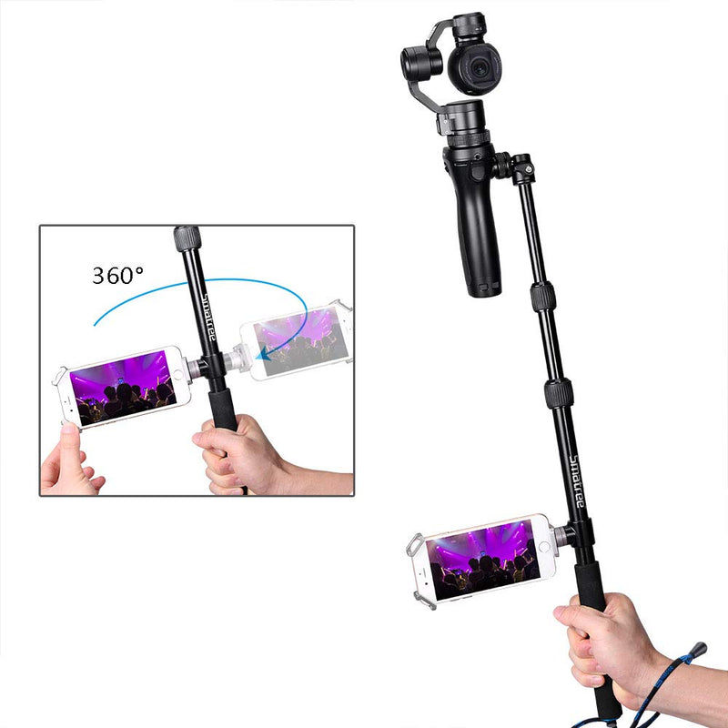 Smatree Selfie Stick Monopod with Tripod Compatible for DJI OM 4, DJI OSMO, OSMO Mobile 3, OSMO Mobile, OSMO Pro/Raw, Telescope Pole with Adapter for DJI Phone Clip Holder