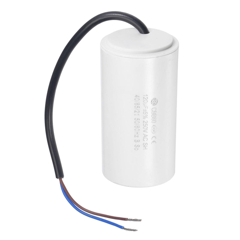 uxcell CBB60 Run Capacitor 120uF 250V AC 2 Wires 50/60Hz Cylinder 96x49mm White for Air Compressor Water Pump Motor