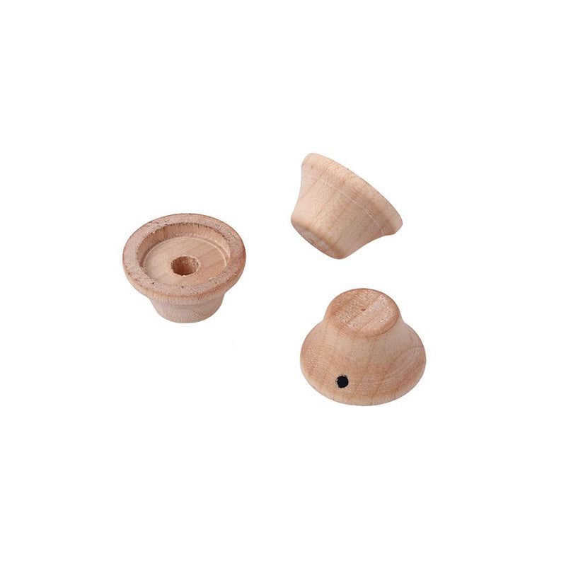 Alnicov 3-Pack Wood Knobs Lp/Strat Style Bell Knobs Guitar Bass Top Hat Wood Knobs With Indicator Dot Maple Wood