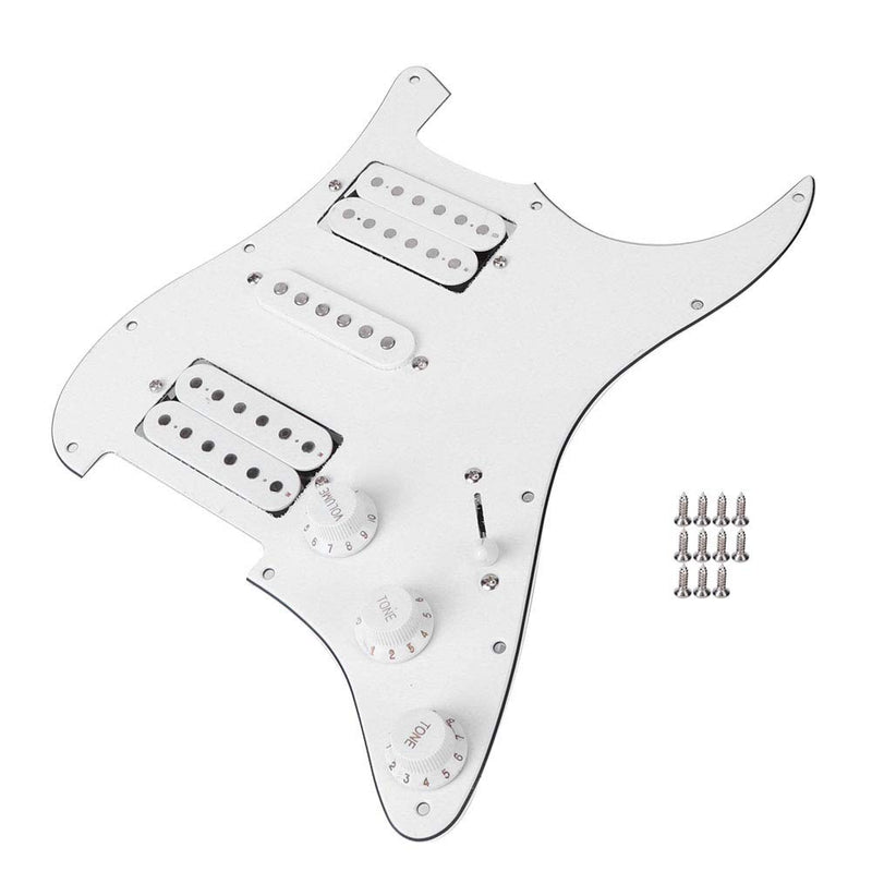 Electric Guitar Board, Metal PVC Guitar Pickguard Humbucker with HSH Pickup Loaded Prewired for Fender Strat(White) White