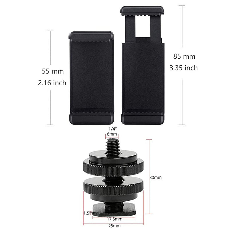 AngelReally Phone Holder Camera Hot Shoe Mount Adapter Kit for GoPro Hero 9 8 7 6 5, DJI OSMO Action, iPhone1211 Pro MaxXXR, Samsung, Attaching on DSLR Camera or Ring Light