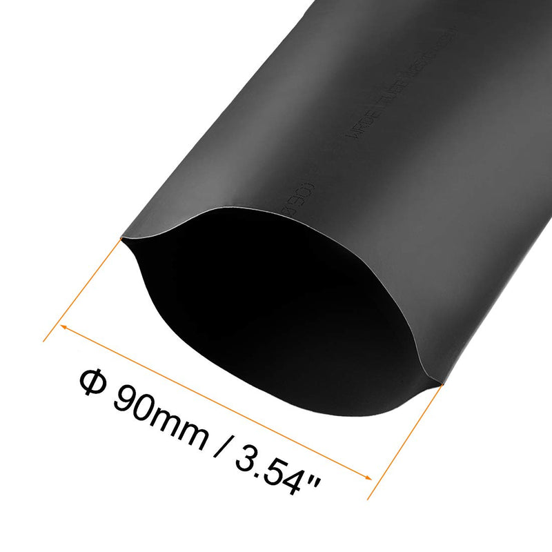 uxcell Heat Shrink Tubing, 90mm Dia 147mm Flat Width 2:1 Ratio Shrinkable Tube Cable Sleeve 1m - Black