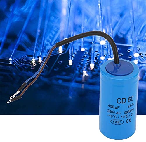 Fafeicy CD60 Run Round Capacitor with Wire Lead 250V AC 400uF 50/60Hz for Motor Air Compressor